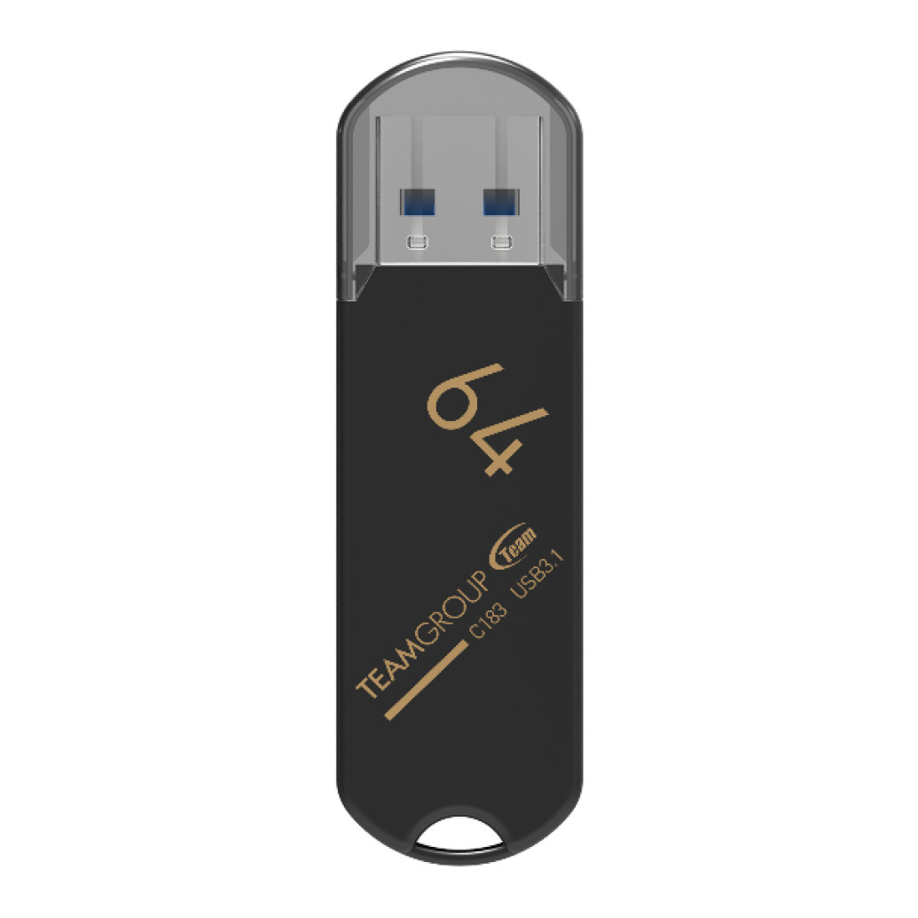 Spominski ključek 64GB USB 3.1 Teamgroup C183 - plastičen/ s pokrovčkom/ črn (TC183364GB01)
