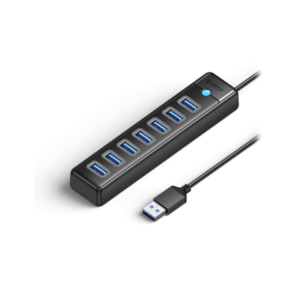 HUB USB 3.0 7portni Orico 7xUSB 3.0 5Gbps 1,00m ALU grey (PW7U-U3-10-BK-EP)