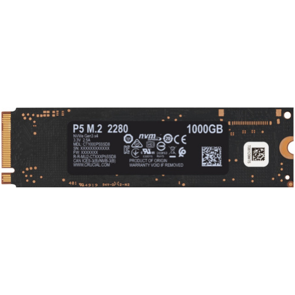 Disk SSD  M.2 80mm PCIe 1TB Crucial P5 NVMe 3400/ 3000MB/ s (CT1000P5SSD8)