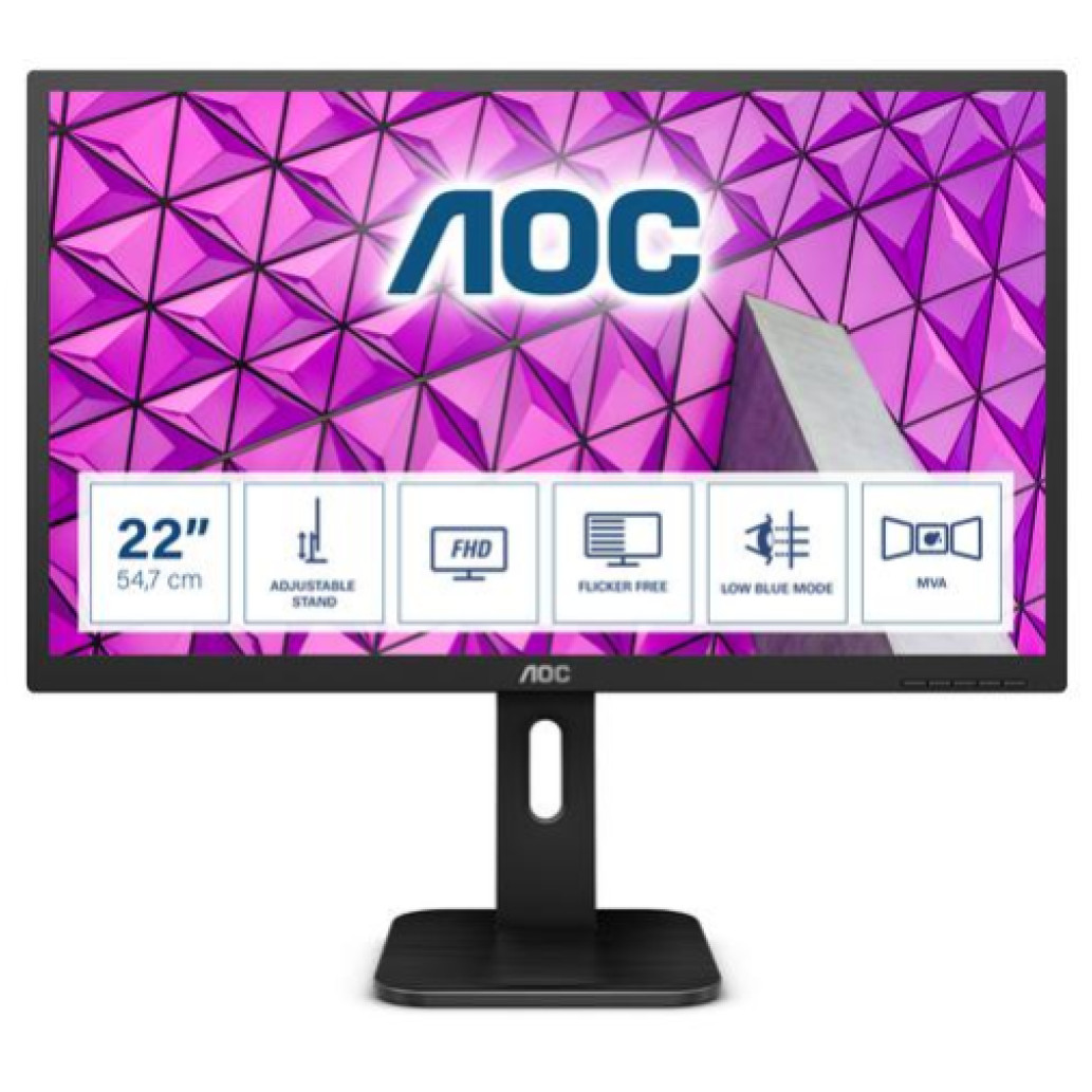 Monitor AOC 54,6 cm (21,5in) 22P1 1920x1080 MVA 5ms VGA DVI HDMI DisplayPort 4xUSB3.0 Pivot Zvočniki