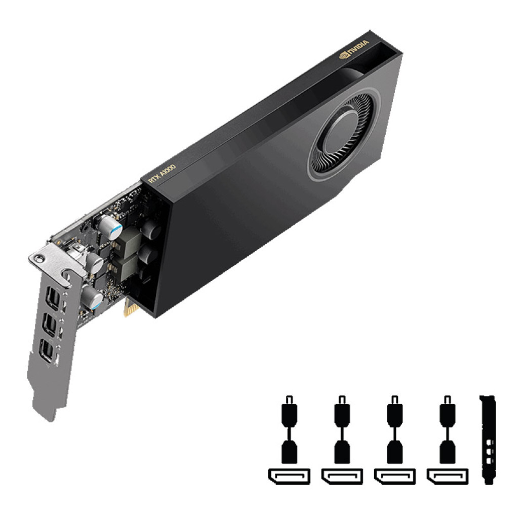 Grafična kartica RTX A400 PNY Low profile - 4GB GDDR6  | 4xmDisplayport 1.4a (priloženi adapterji) (VCNRTXA400-PB)