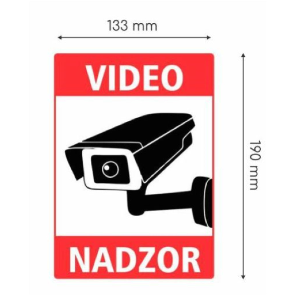 Video nadzor NALEPKA VIDEO NADZOR prozorna A5 (190x133), PVC, odporna na vremenske vplive (vlaga, sonce, ...)