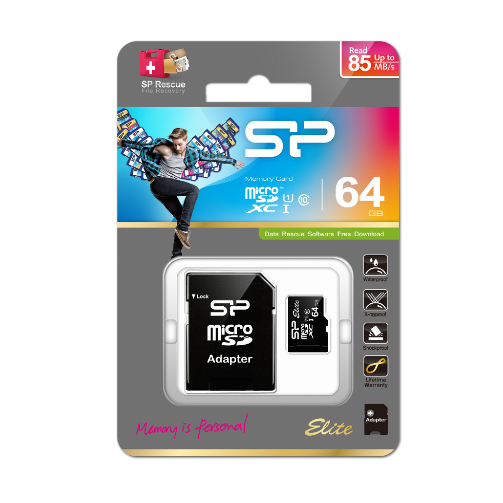 Spominska kartica SDXC-Micro 64GB SiliconPower Elite 50MB/ s/ 15MB/ s U1 V10 UHS-I (SP064GBSTXBU1V10SP) +adapter