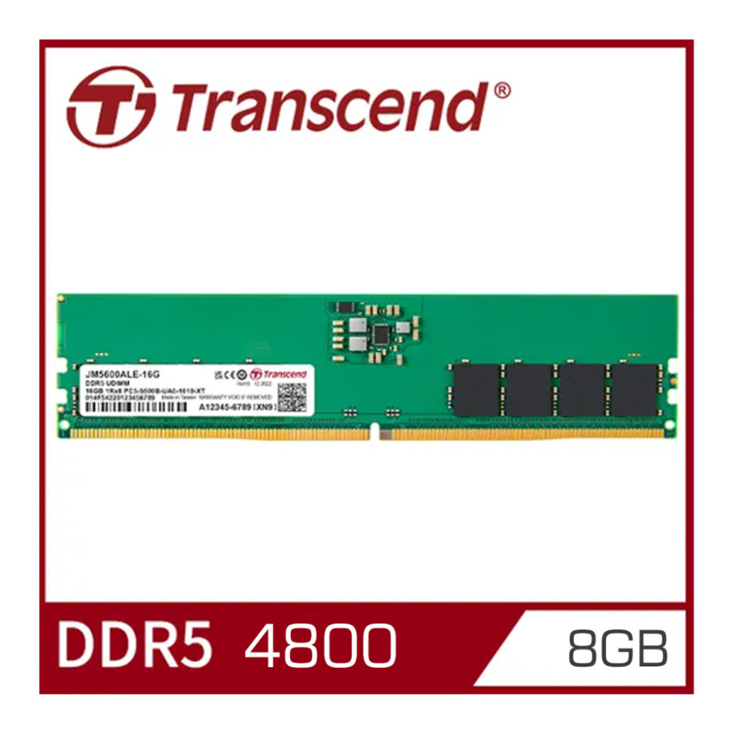 DDR5 8GB 4800MHz CL40 Single (1x 8GB) Transcend JM4800ALG-8G 1,1V (JM4800ALG-8G)