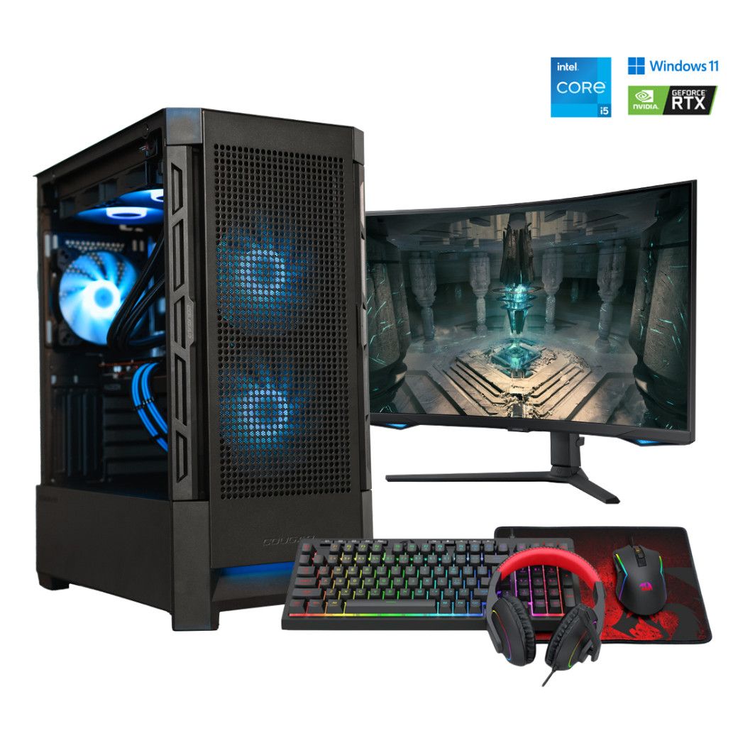 Gaming komplet Računalnik MEGA S8 Intel i5-14600KF/RTX5060Ti-16GB/16GB-DDR5/1TB/750W/Win11Home/črna RGB + Estetski napajalni kabli ( Svetlo modra / črna )