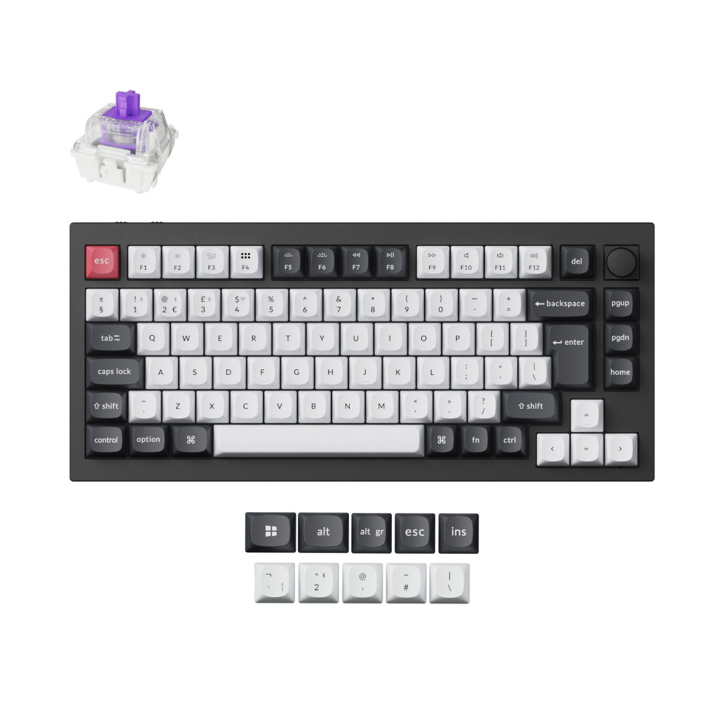 Mehanska Tipkovnica brezžična Keychron Q1 HE Q1 HE UK | carbon črna RGB (Q1H-M1-UK)