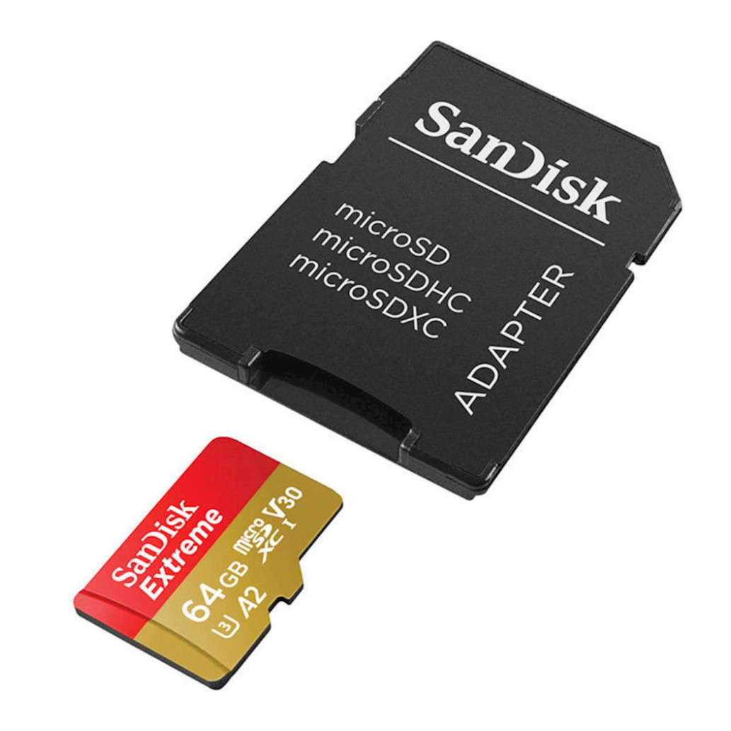 Spominska kartica microSDXC 64GB Sandisk Extreme Extreme Pro 170MB/s/170MB/s U3 V30 UHS-I +adapter (SDSQXAH-064G-GN6AA)