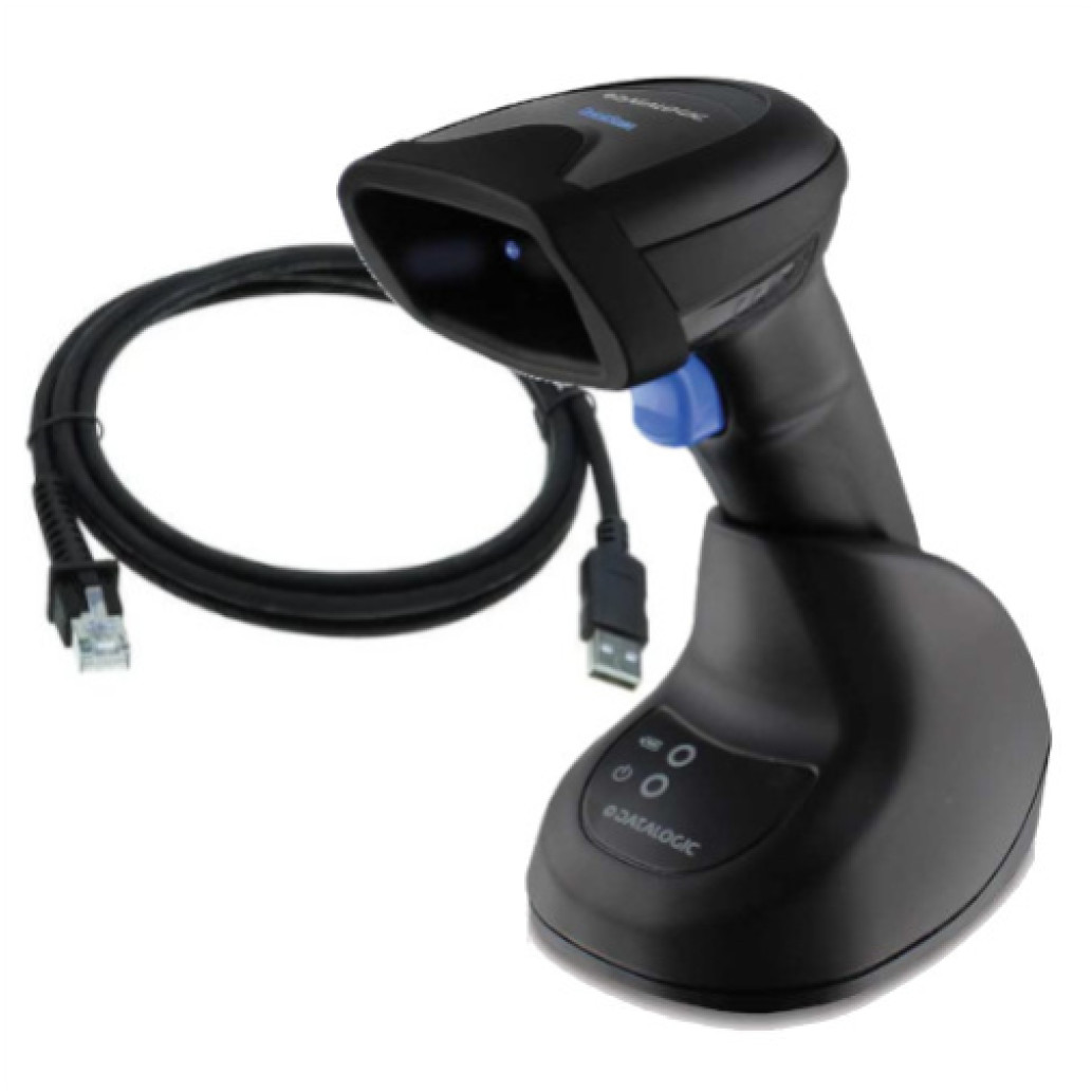 POS Čitalec Brezžični Ročni 2D Datalogic QuickScan QBT2500 s polnilnim stojalom in USB kablom Digimarc BT (QBT2500-BK-BTK1)