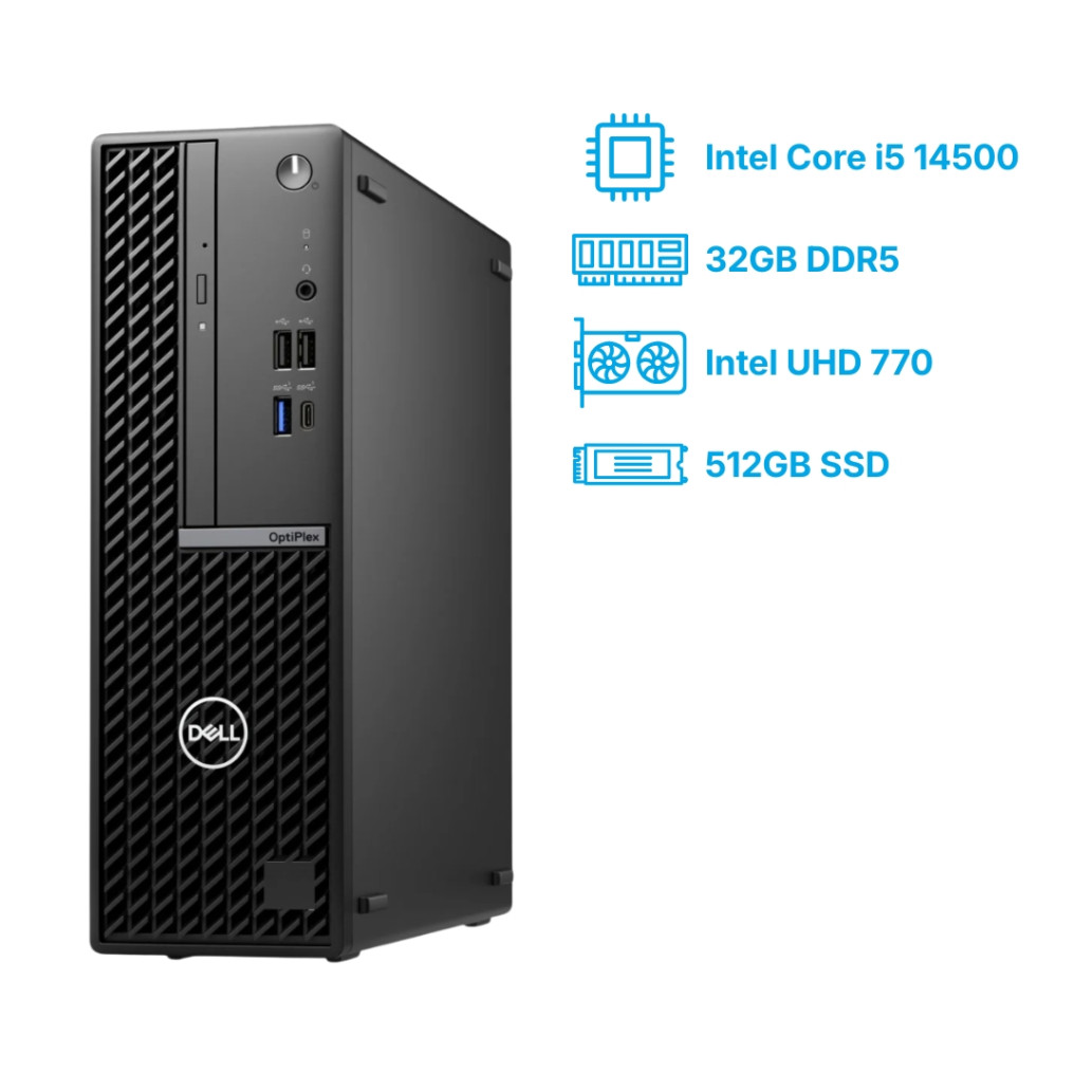 Računalnik Dell SFF Optiplex 7020 i5-14500/ Q670/ 32GB-DDR5/ 512GB/ DVDRW/ Intel 770 HDMI DP USB-C/ RJ45/ 180W-85%/ Win11Pro črna 5TDH0