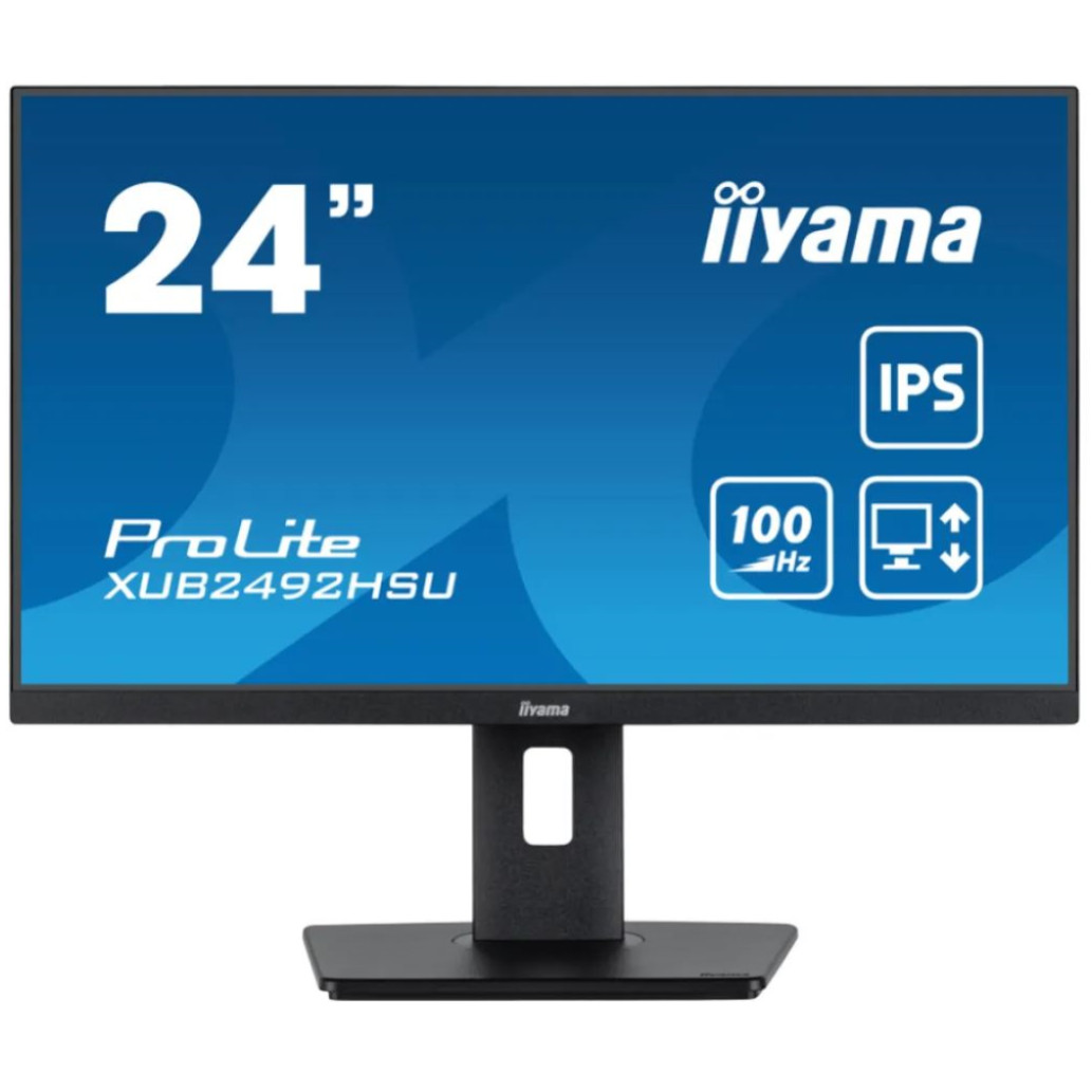 Monitor Iiyama 60,5 cm (23,8in) XUB2492HSU-B6-OE 1920x1080 100Hz IPS 0,4ms HDMI DisplayPort 4xUSB3.2 Pivot Zvočniki  2H sRGB99% ProLite odprta embalaža
