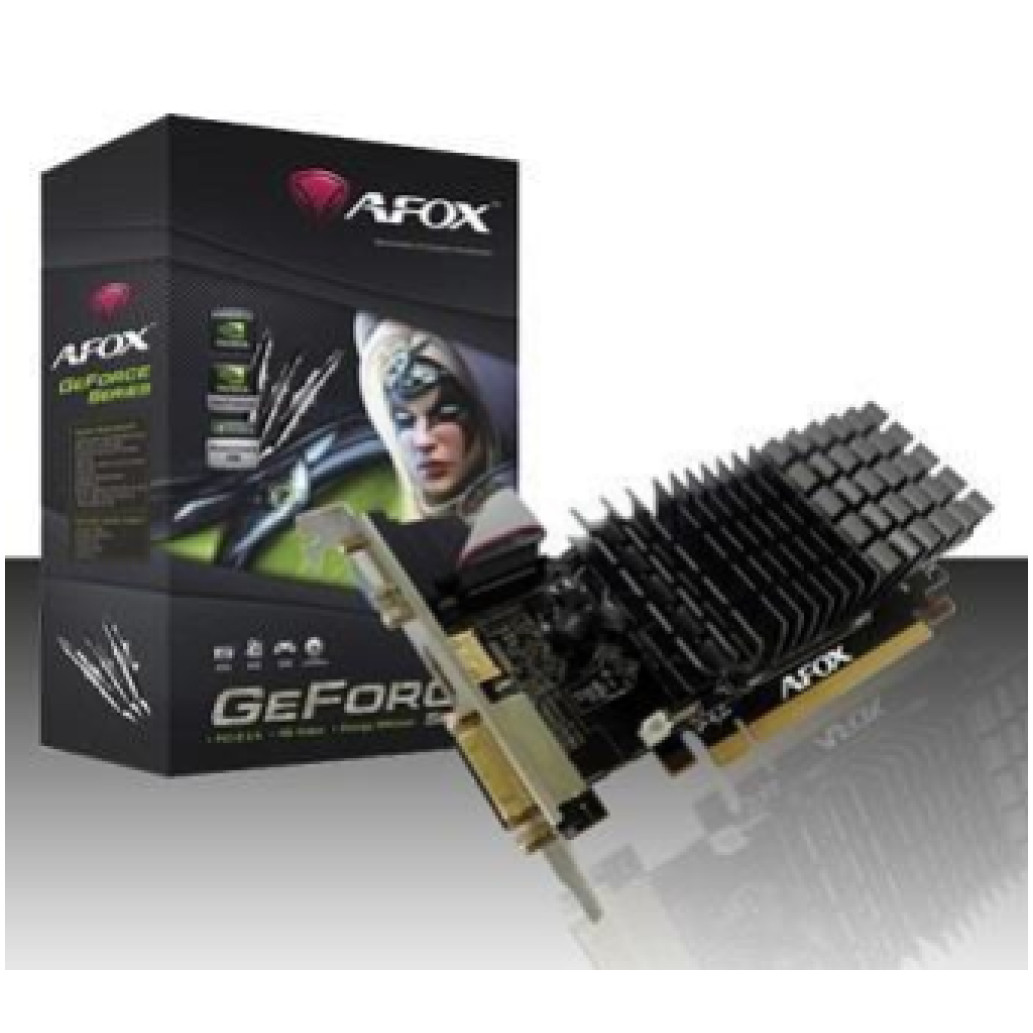 Grafična kartica nVidia GT210 AFOX G 210 - 1GB Pomnilnik - RAM DDR2 - Low profile passivno hlajenje (AF210-1024D2LG2)